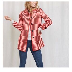 Boden Red and White Striped Jacket